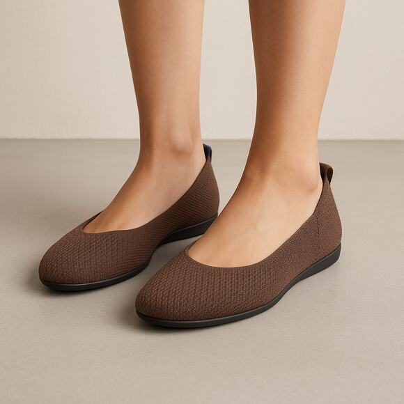 Rothy's Max Square Ballet Flats in Maple (Mocha Mousse Color) Micro Check Size 8 - Picture 1 of 7